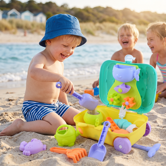 Kinder Strand Speelgoedkoffer met Zandspeelgoed en Zandloper