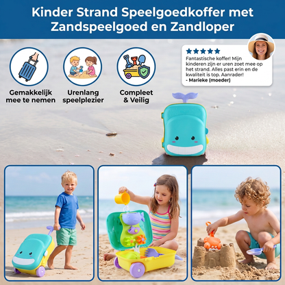 Kinder Strand Speelgoedkoffer met Zandspeelgoed en Zandloper