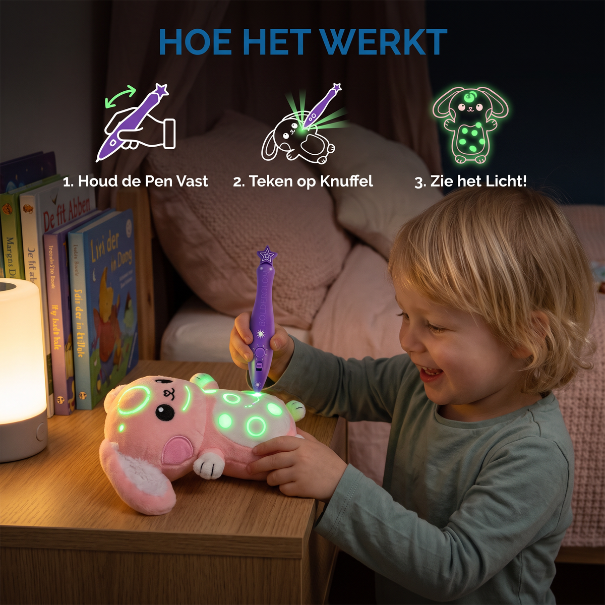 Magisch Knuffeldier met Lichtpen – Interactief Lichtgevend Knuffelspeelgoed voor Kinderen