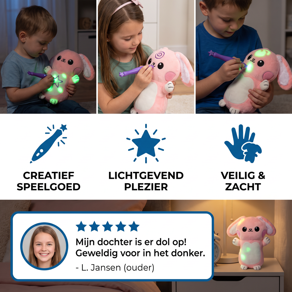 Magisch Knuffeldier met Lichtpen – Interactief Lichtgevend Knuffelspeelgoed voor Kinderen