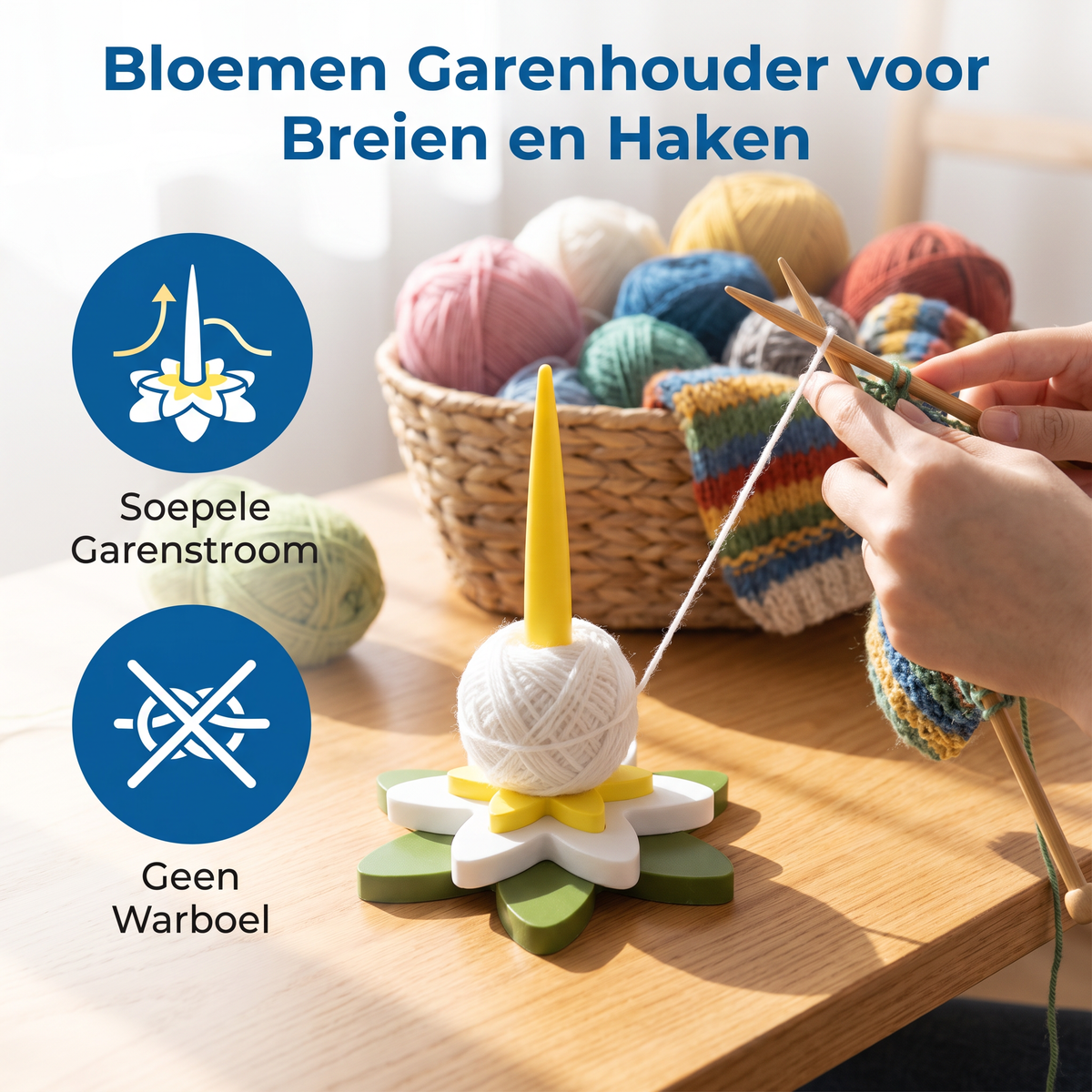 Bloemen Garenhouder voor Breien en Haken
