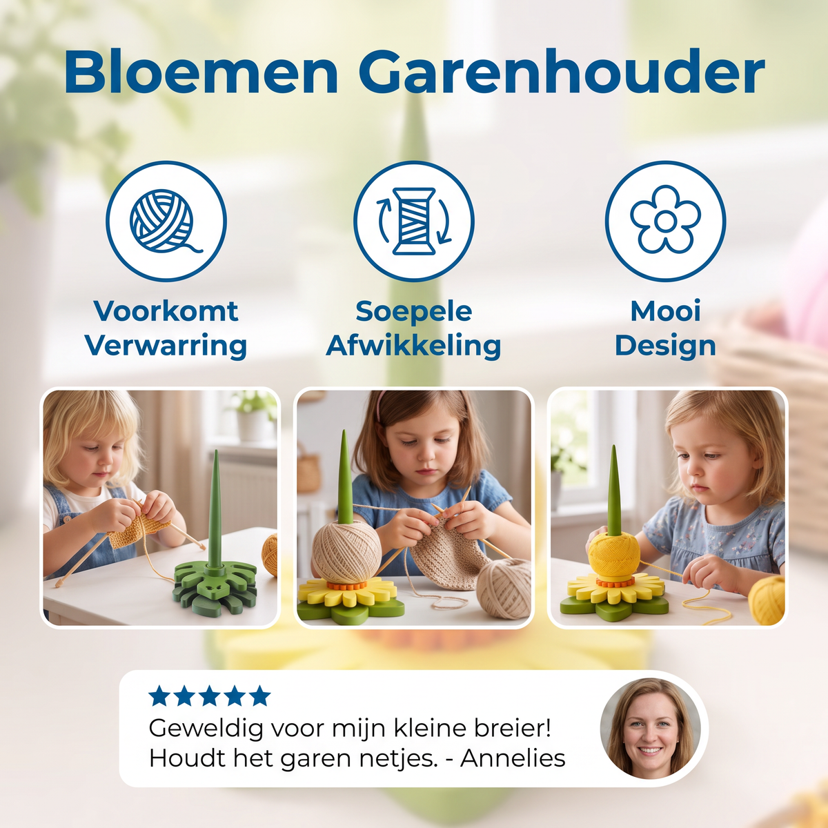 Bloemen Garenhouder voor Breien en Haken