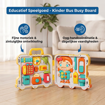 Kinder Bus Busy Board Speelgoed met Activiteiten en Pop