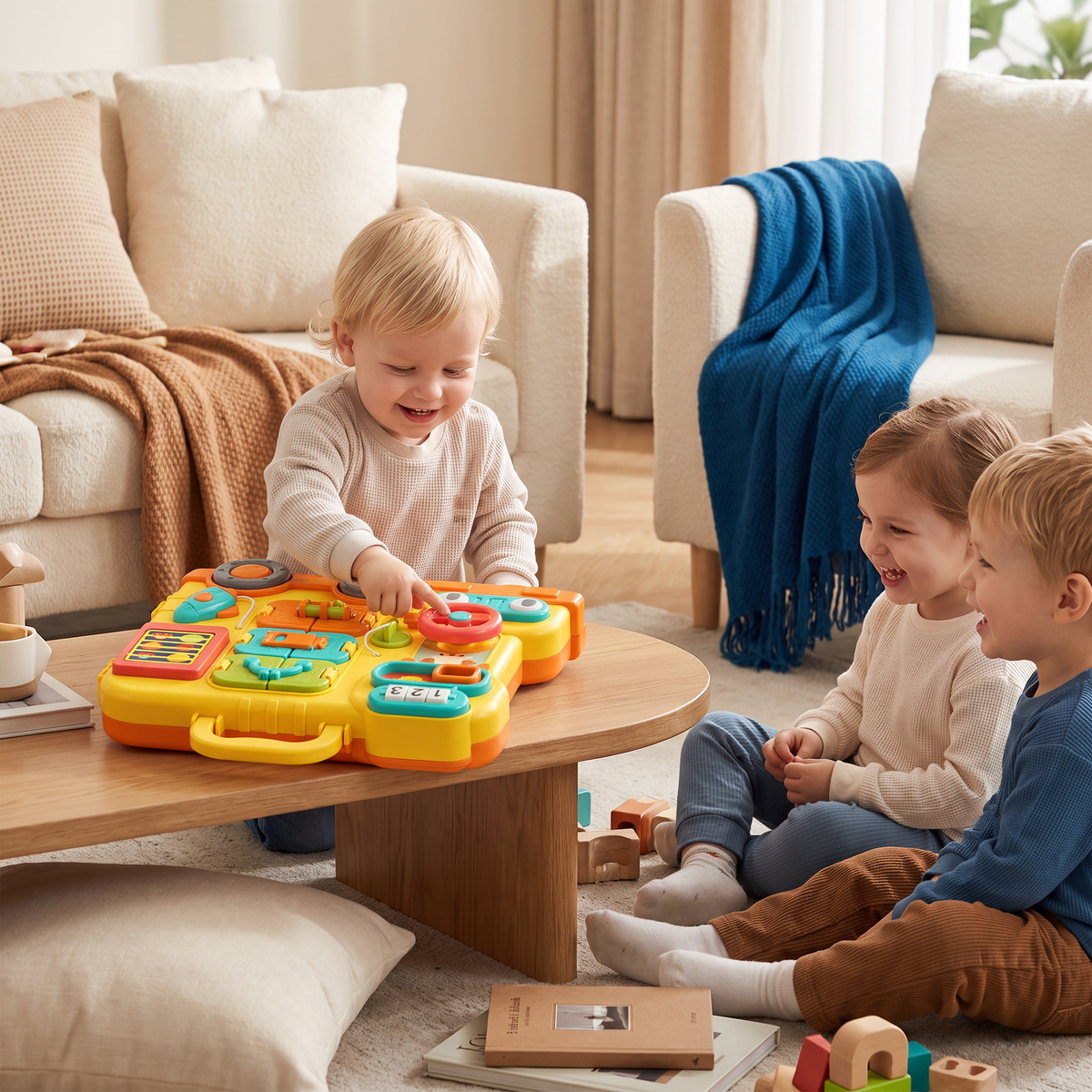 Kinder Bus Busy Board Speelgoed met Activiteiten en Pop
