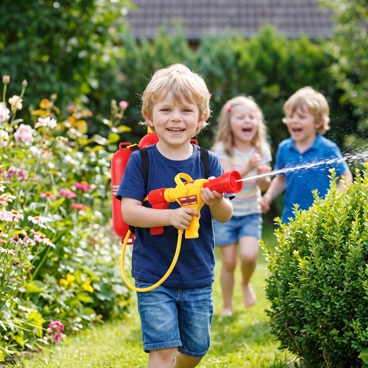 Feuerwehrmann-Rucksack mit Wasserpistole für Kinder