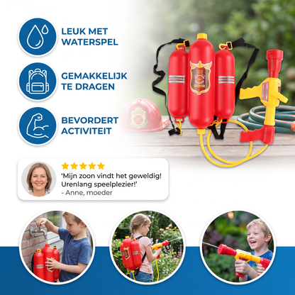 Feuerwehrmann-Rucksack mit Wasserpistole für Kinder