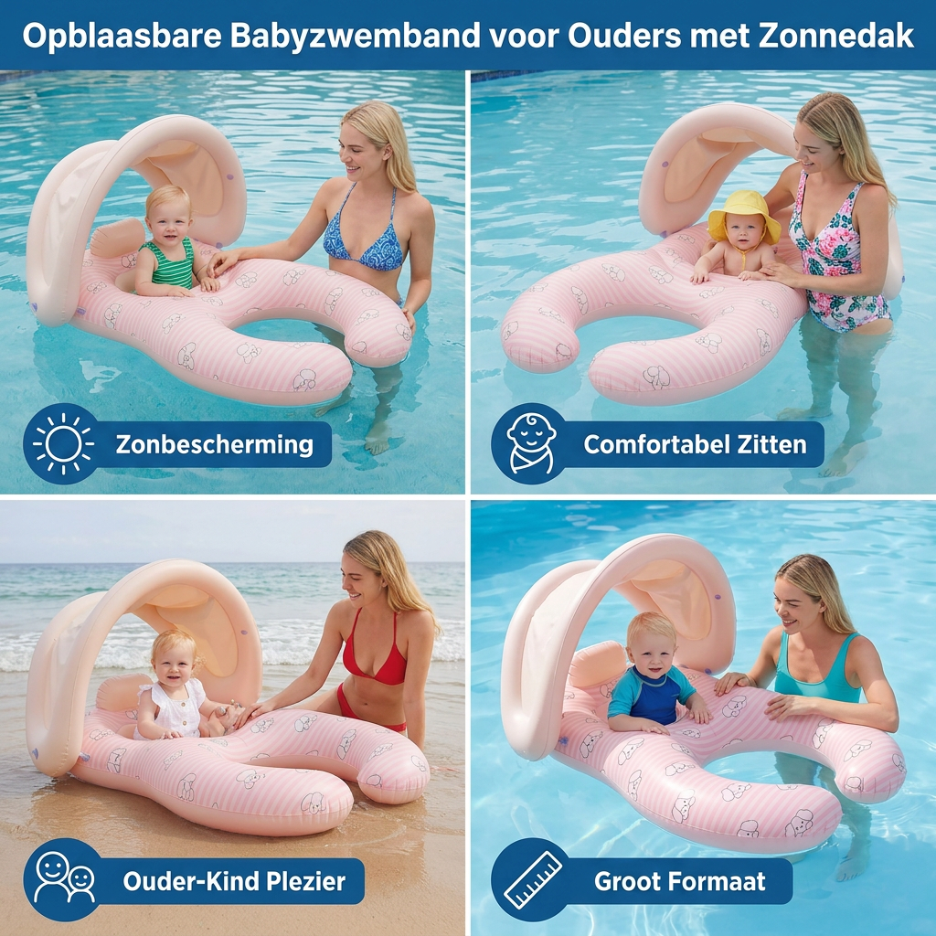 Opblaasbare Babyzwemband voor Ouders met Zonnedak
