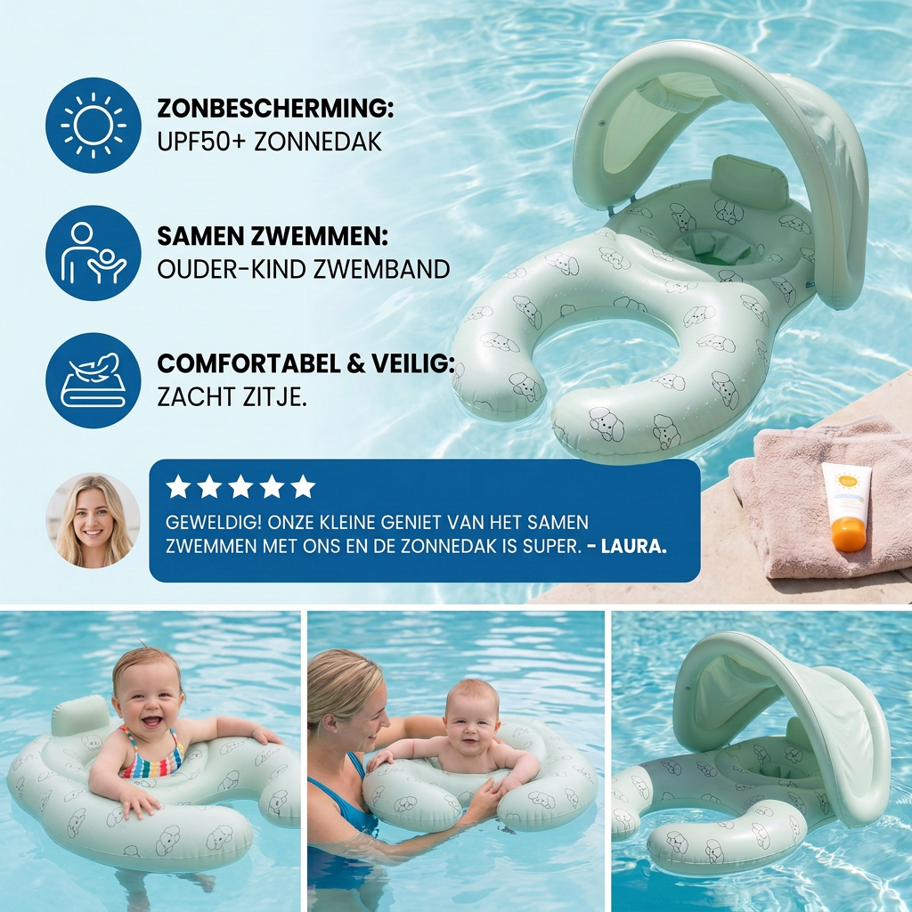 Opblaasbare Babyzwemband voor Ouders met Zonnedak
