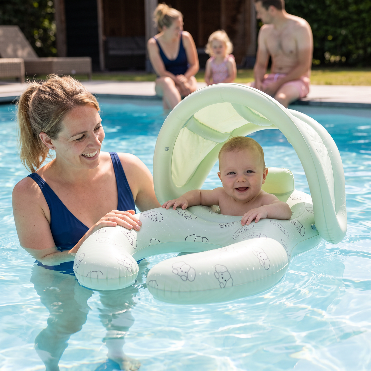 Opblaasbare Babyzwemband voor Ouders met Zonnedak