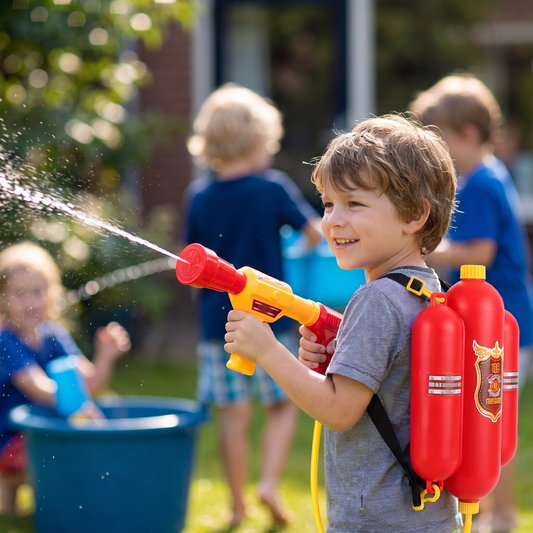 Feuerwehrmann-Rucksack mit Wasserpistole für Kinder
