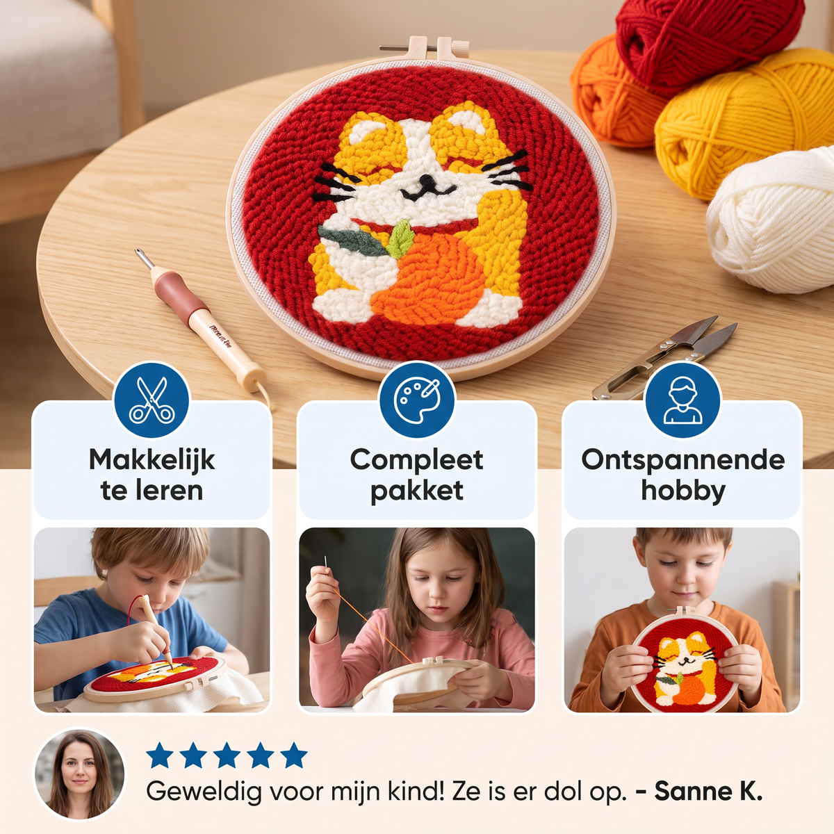 DIY Punch-Needle-Borduurset – Beginnersset met Mooie Motieven
