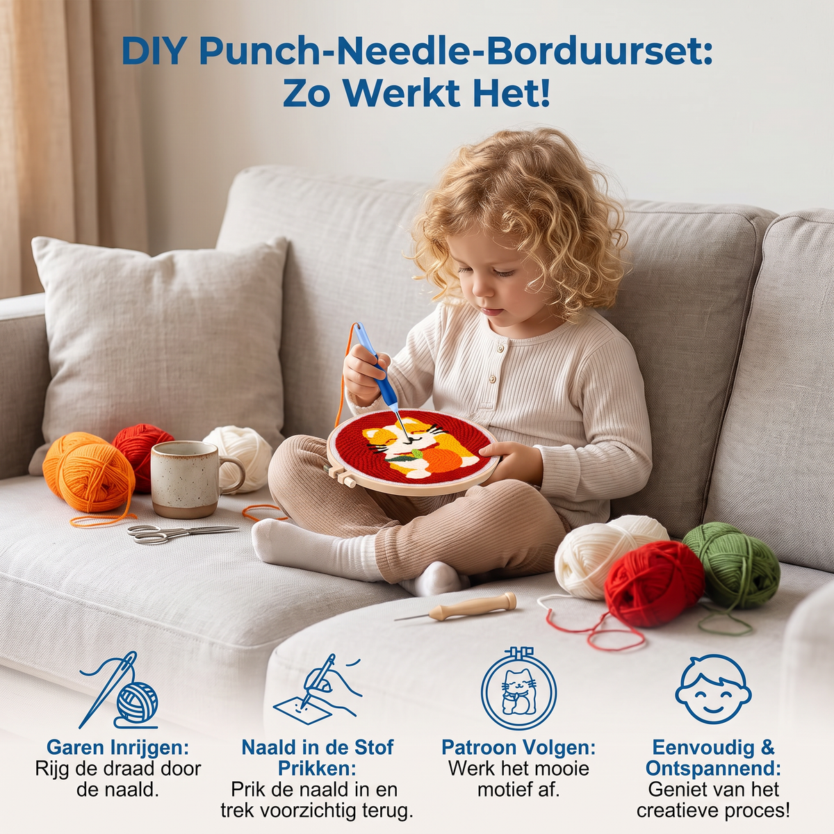 DIY Punch-Needle-Borduurset – Beginnersset met Mooie Motieven