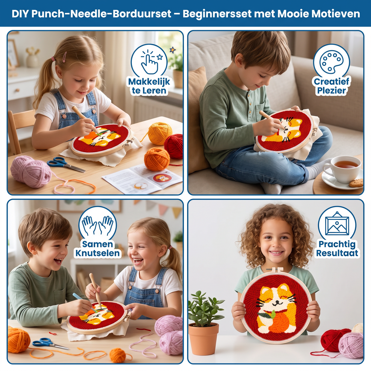 DIY Punch-Needle-Borduurset – Beginnersset met Mooie Motieven