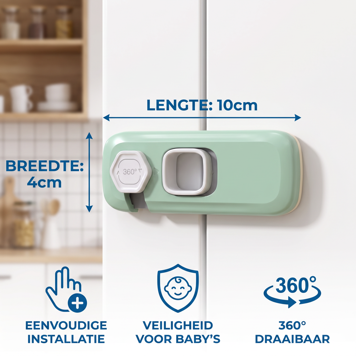 Set van 2 Kinderbeveiligingen voor Kasten, Koelkast en Lades – Multifunctionele Veiligheidsvergrendeling voor Baby’s en Kinderen