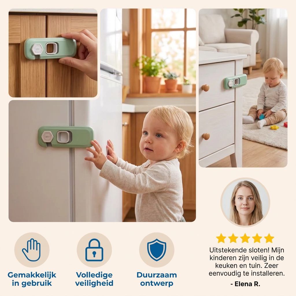 Set van 2 Kinderbeveiligingen voor Kasten, Koelkast en Lades – Multifunctionele Veiligheidsvergrendeling voor Baby’s en Kinderen