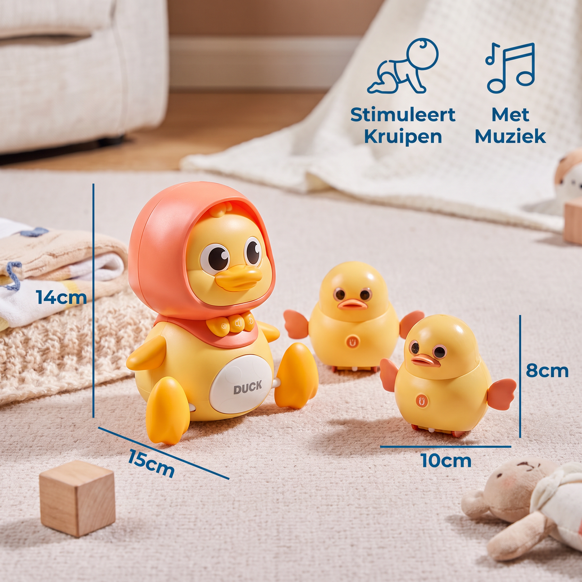 Eendenfamilie Kruip- en Leerspeelgoed met Muziek voor Baby's