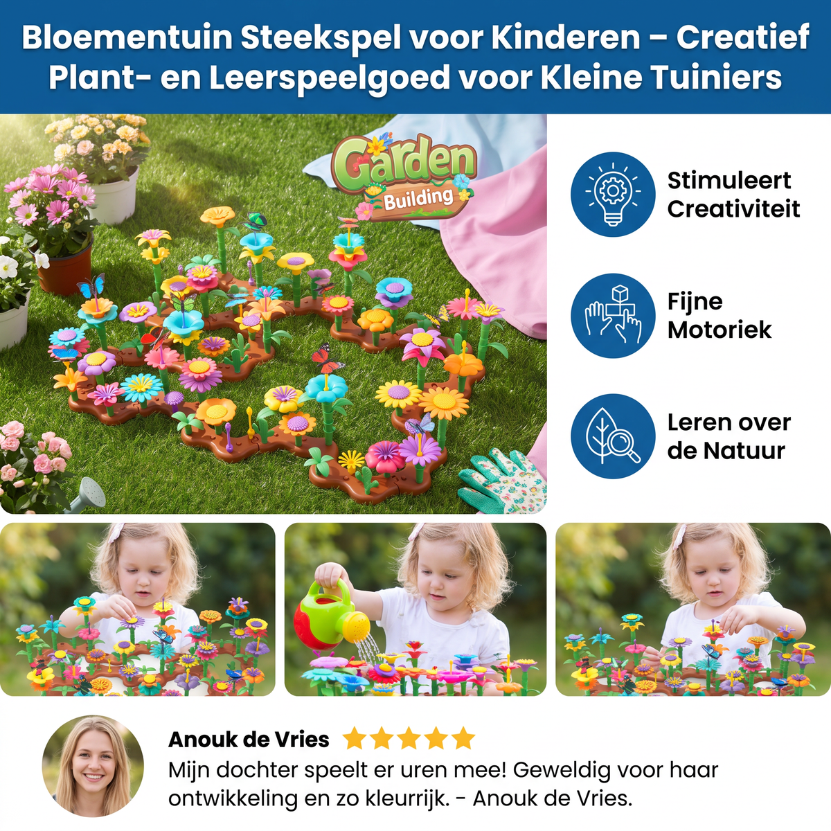 Bloementuin Steekspel voor Kinderen – Creatief Plant- en Leerspeelgoed voor Kleine Tuiniers