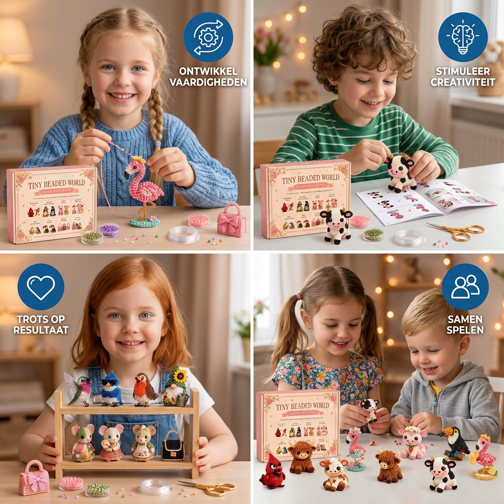 3D-Kralenfiguren Knutselset – DIY-Set voor Mini-Kralenkunst voor Beginners