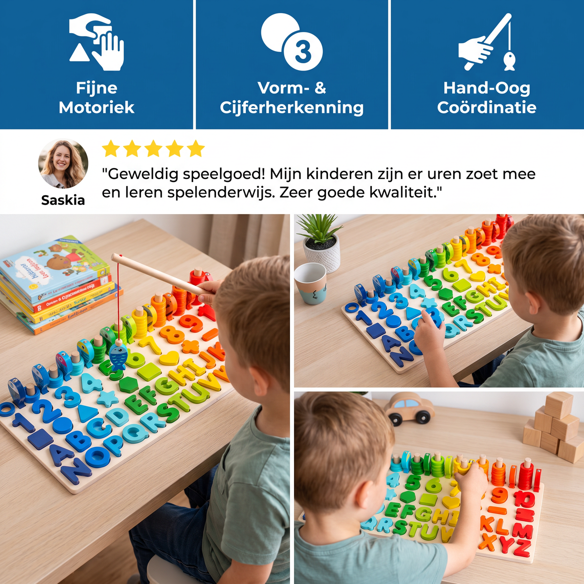Vaardigheden Stimuleren – Montessori-Houten Speelbord