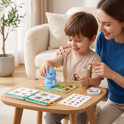 Interactieve dinosaurus-praatkaarten & stickers – Montessori-leerset voor fonetiek & zichtwoorden