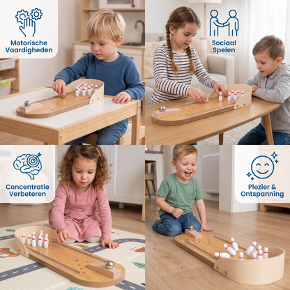 Mini-bowlingspel van hout – Draagbare Tafelbowling voor Kinderen