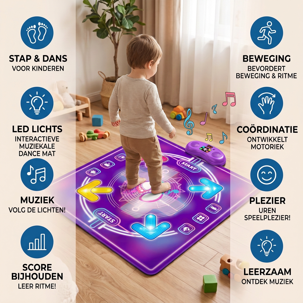 Interactieve Muzikale Dansmat met Ledverlichting voor Kinderen