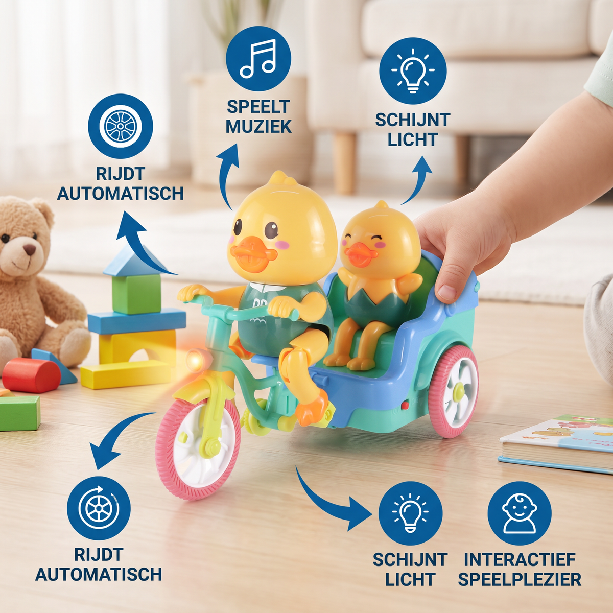 Elektrische dierentrike – Interactief rijspeelgoed met muziek en licht voor kinderen