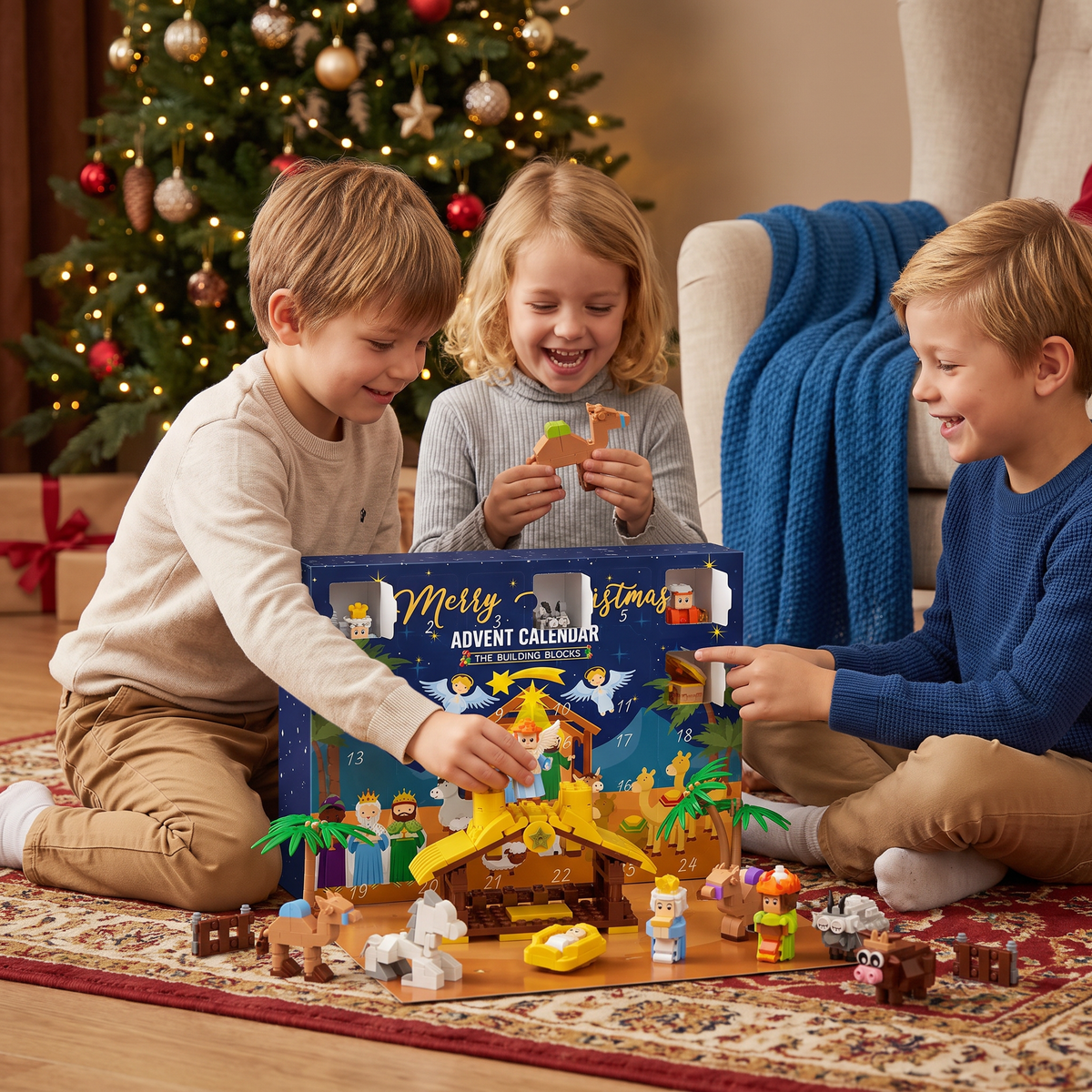 Kerststal-Bouwstenen-Adventskalender voor Kinderen