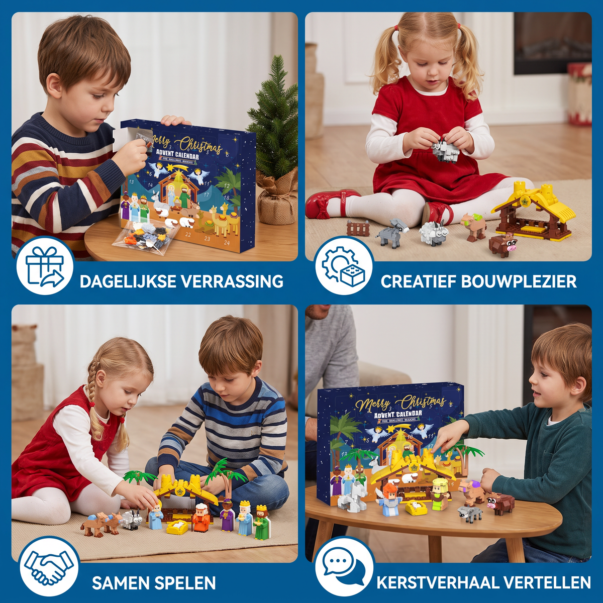 Kerststal-Bouwstenen-Adventskalender voor Kinderen