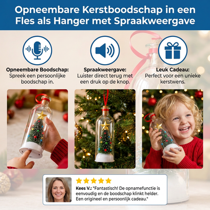 Opneembare Kerstboodschap in een Fles als Hanger met Spraakweergave