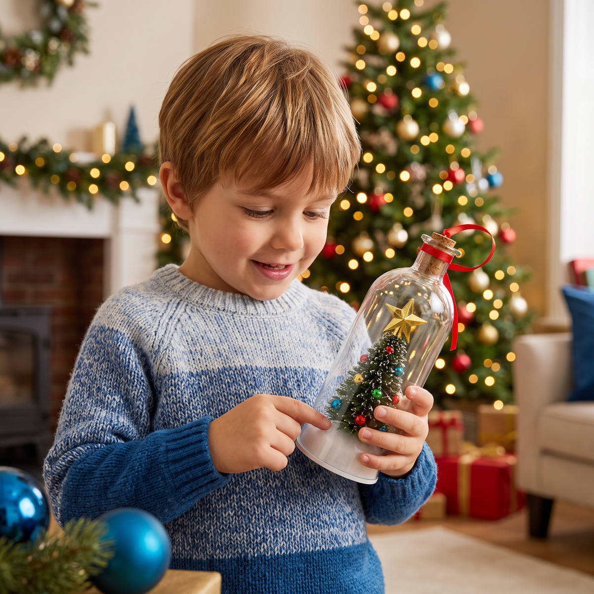 Opneembare Kerstboodschap in een Fles als Hanger met Spraakweergave