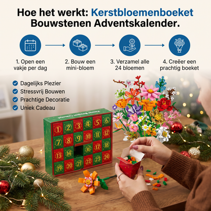 Kerstbloemenboeket Bouwstenen Adventskalender