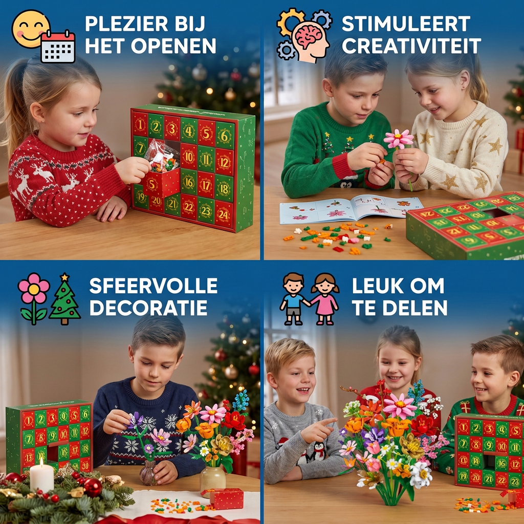 Kerstbloemenboeket Bouwstenen Adventskalender