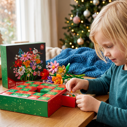 Kerstbloemenboeket Bouwstenen Adventskalender