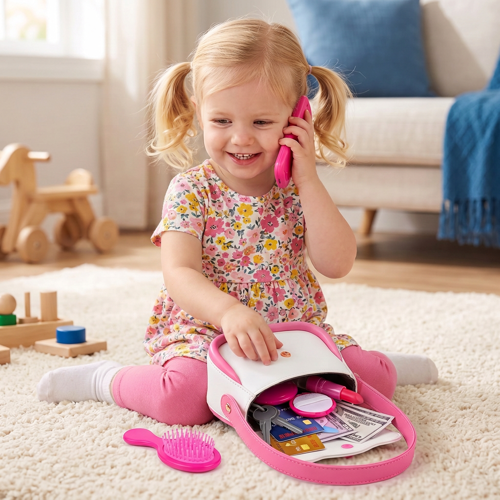 Kinderhandtassenset met Telefoon, Make-up en Accessoires