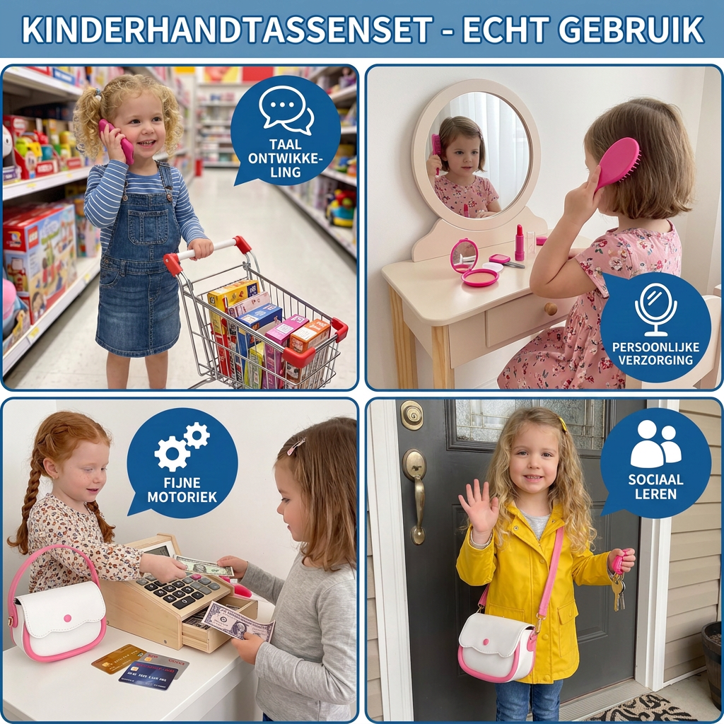 Kinderhandtassenset met Telefoon, Make-up en Accessoires