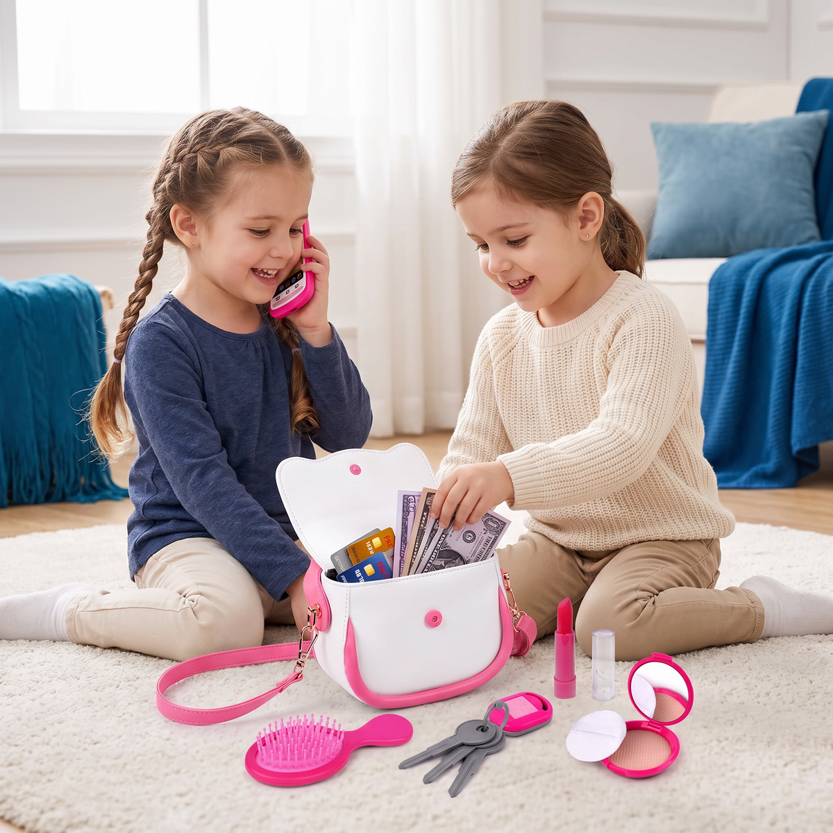 Kinderhandtassenset met Telefoon, Make-up en Accessoires