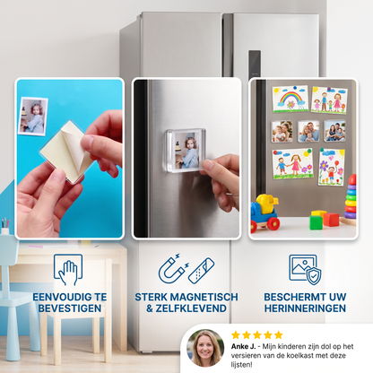 Heldere Magnetische Acryl Fotolijsten met Zelfklevende Achterkant – Set van 5