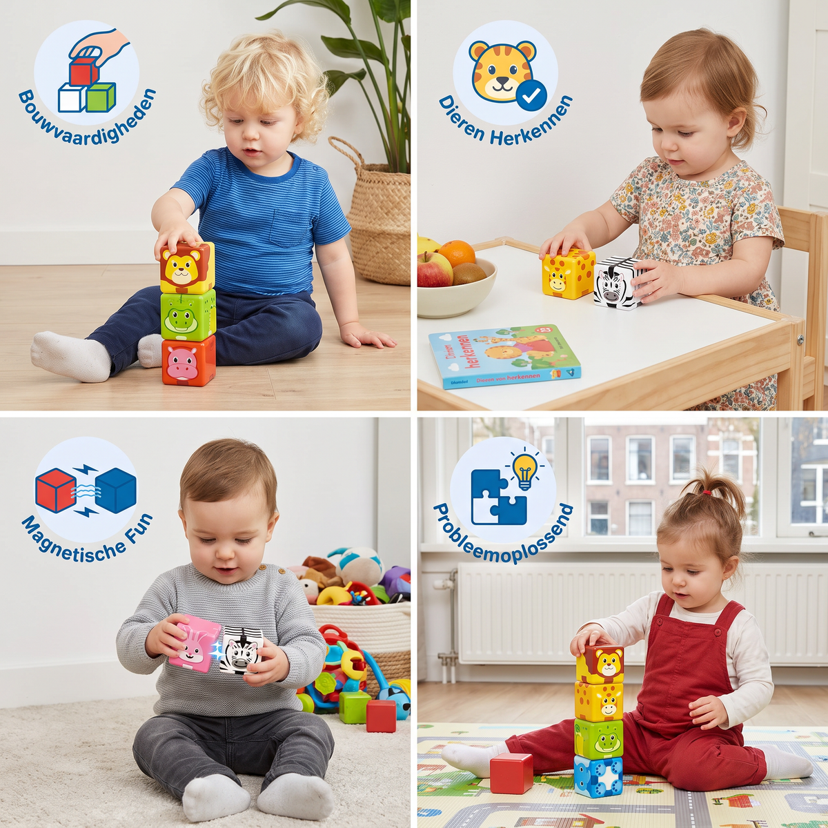 Peuterveilige 4,2 cm Safari-Dieren Magnetische Bouwstenen – STEM-Leerkubussen