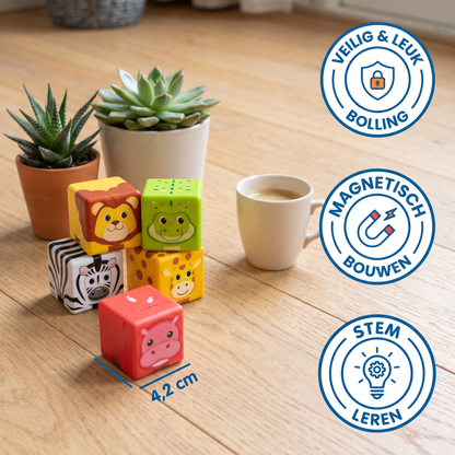 Peuterveilige 4,2 cm Safari-Dieren Magnetische Bouwstenen – STEM-Leerkubussen