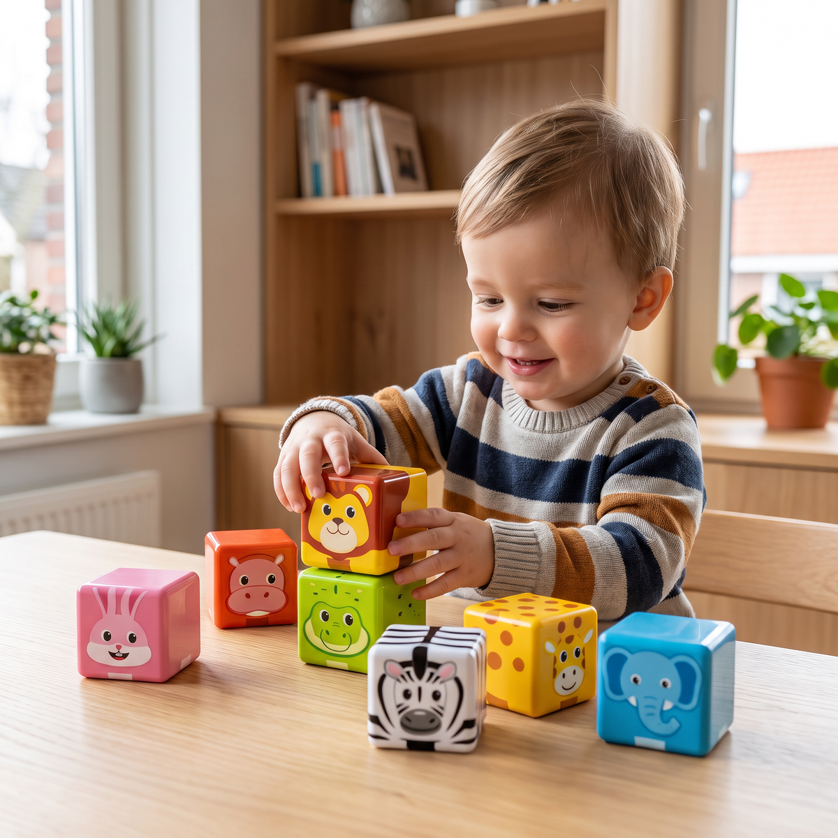 Peuterveilige 4,2 cm Safari-Dieren Magnetische Bouwstenen – STEM-Leerkubussen