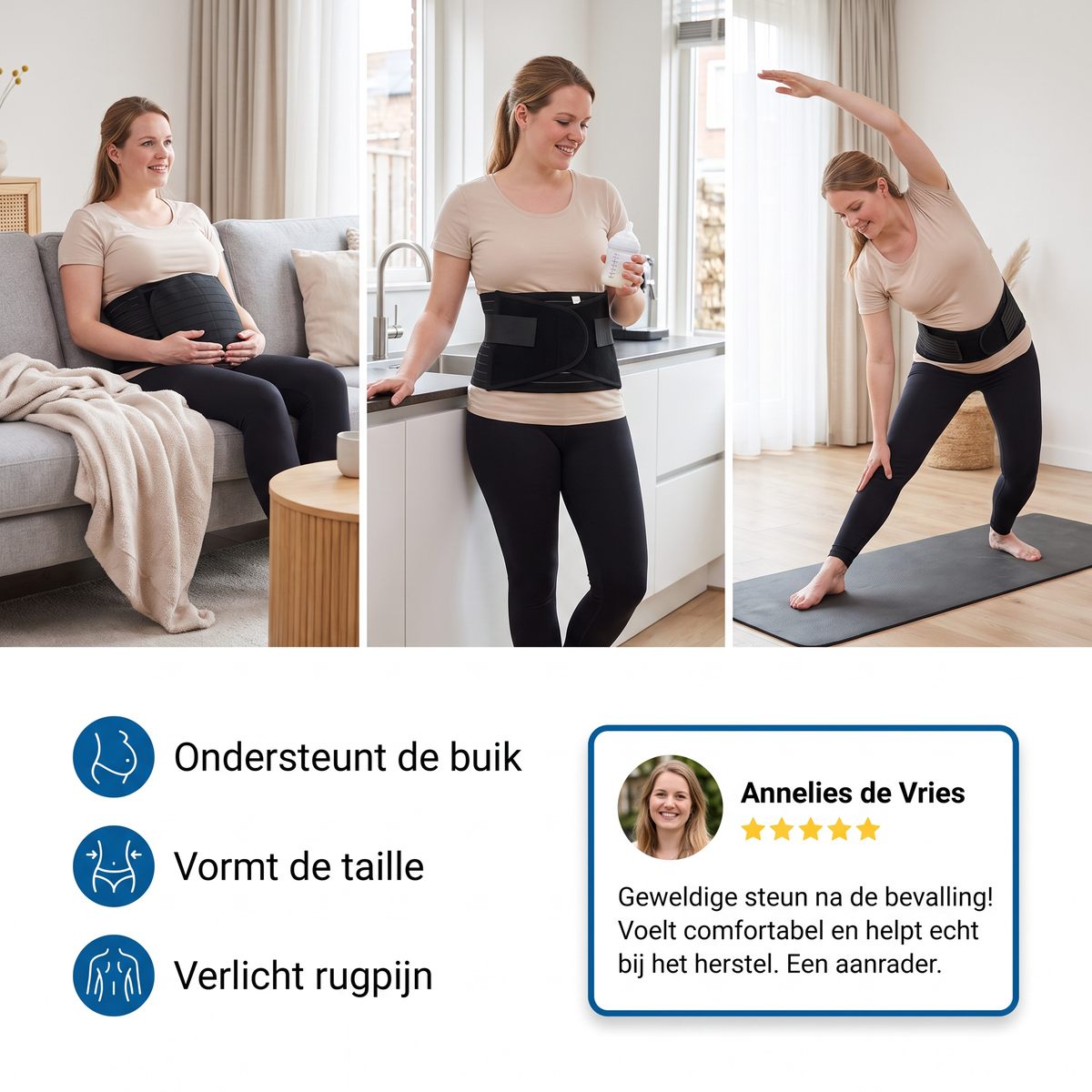 3-in-1 Buiksteun & Postpartum Herstelgordel