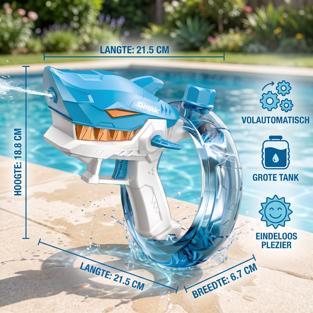 Elektrisch Haaienwaterpistool voor Kinderen – Volautomatisch Waterplezier voor Warme Zomerdagen