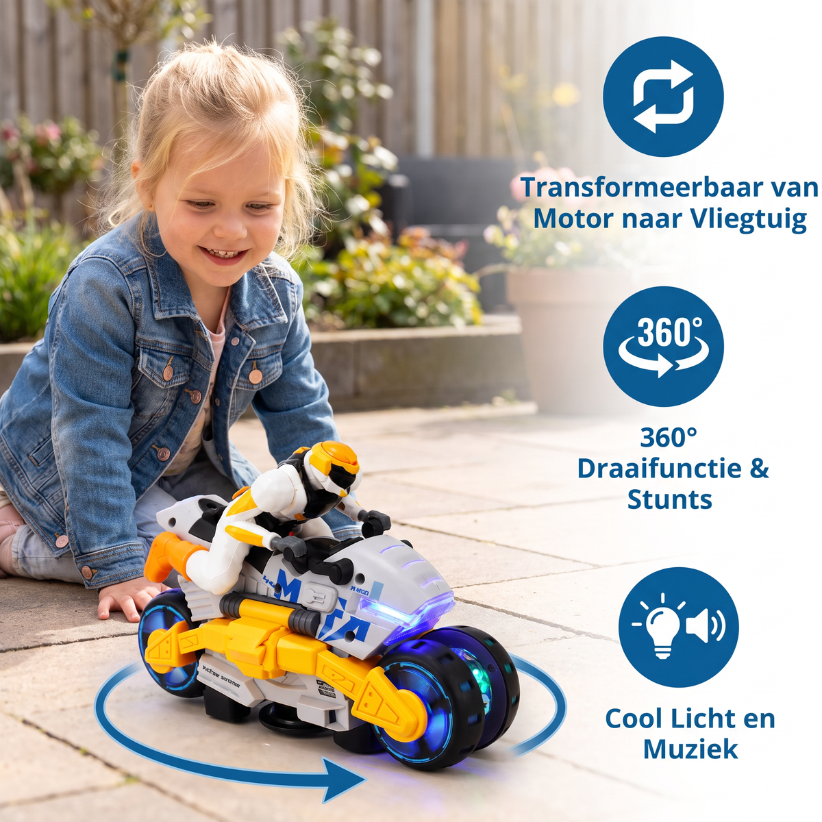 Veranderbaar Stuntmotor Speelgoed voor Kinderen met 360° Draaifunctie