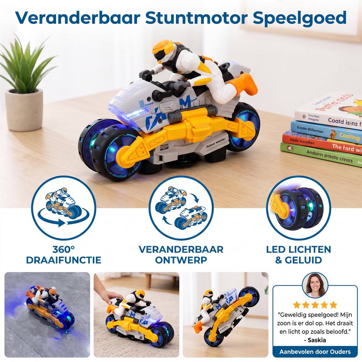 Veranderbaar Stuntmotor Speelgoed voor Kinderen met 360° Draaifunctie
