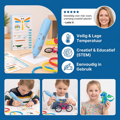 3D-Pen Set voor Kinderen met Lage Temperatuur – Veilig DIY-STEM-Tekenset