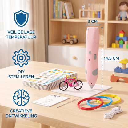 3D-Pen Set voor Kinderen met Lage Temperatuur – Veilig DIY-STEM-Tekenset