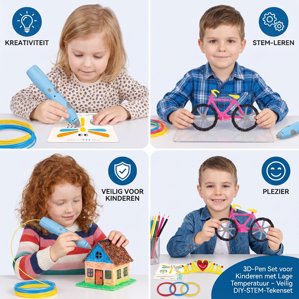 3D-Pen Set voor Kinderen met Lage Temperatuur – Veilig DIY-STEM-Tekenset