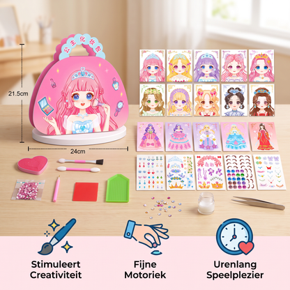 Prinsessen Diamantkunst & Foliekunst – Creatieve Set met Kleurboek