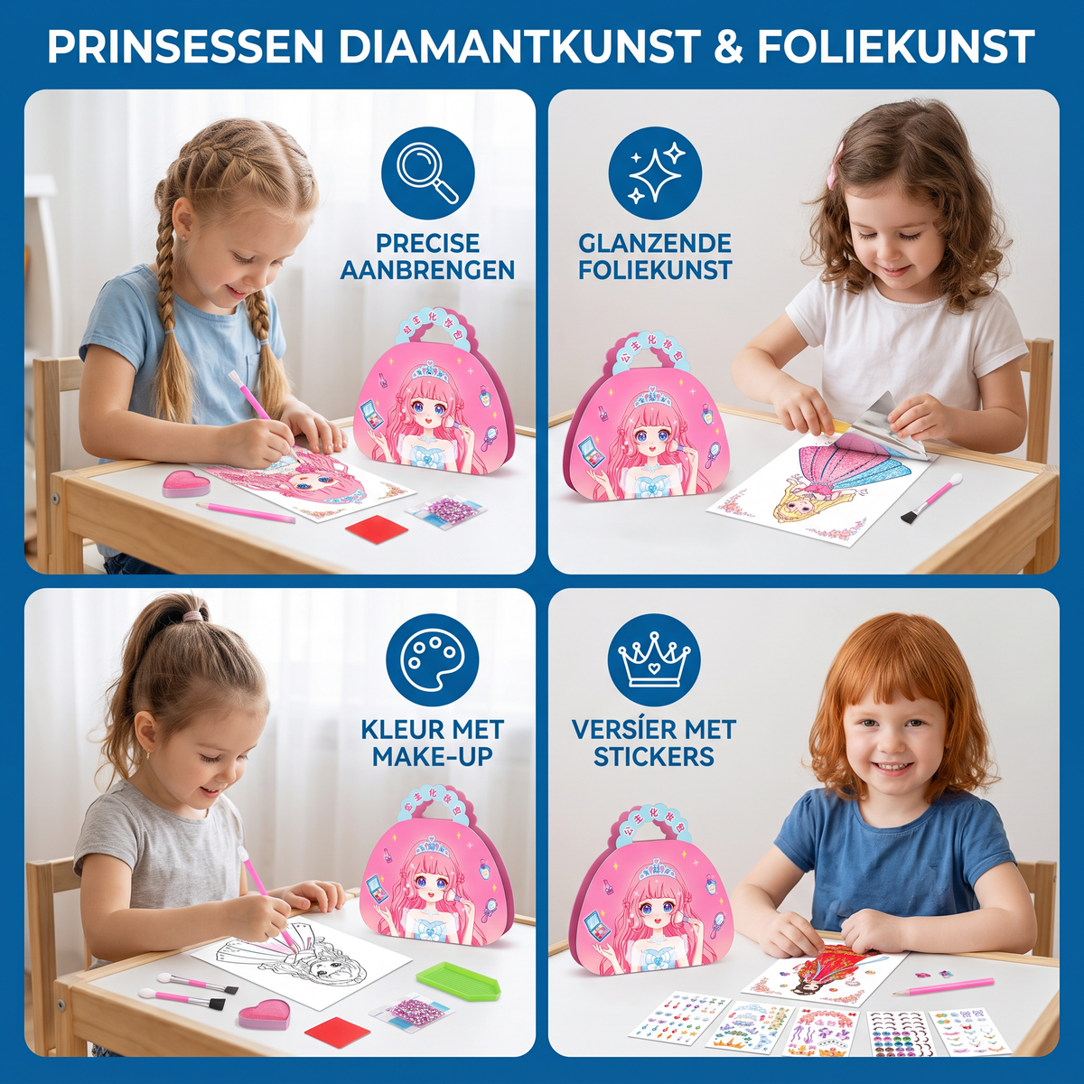 Prinsessen Diamantkunst & Foliekunst – Creatieve Set met Kleurboek
